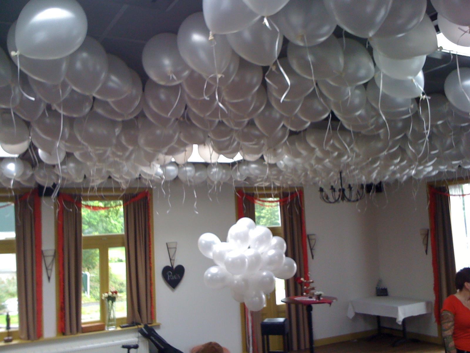 helium ballonnen tegen plafond als ballonnen hemel