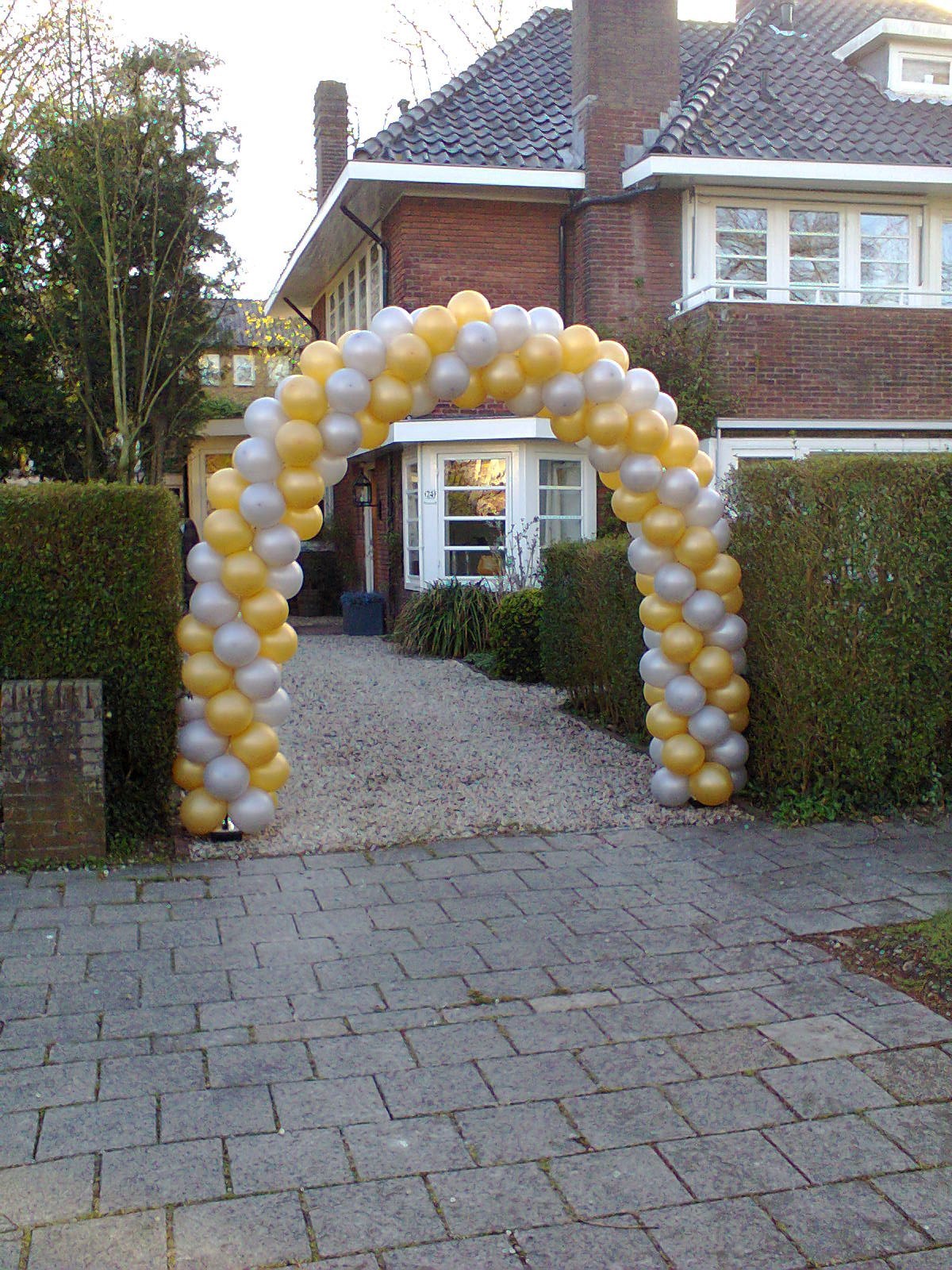 ballonnenboog huwelijk bij poort tussen de heg Alkmaar