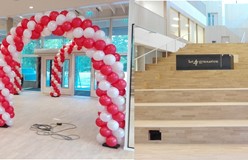 ballonnen bogen voor opening van het 4e Gymnasium in Amsterdam