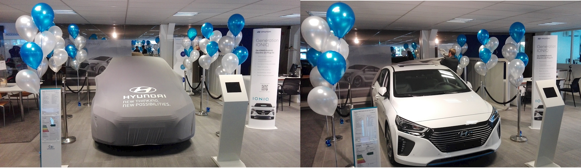 Heerlijk filosoof maaien helium ballon decoraties onthulling nieuwe auto in showroom |  Ballonnenpartners