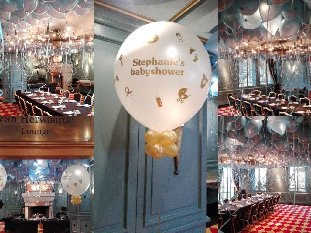babyshower Noordwijk plafond vol helium ballonnen 