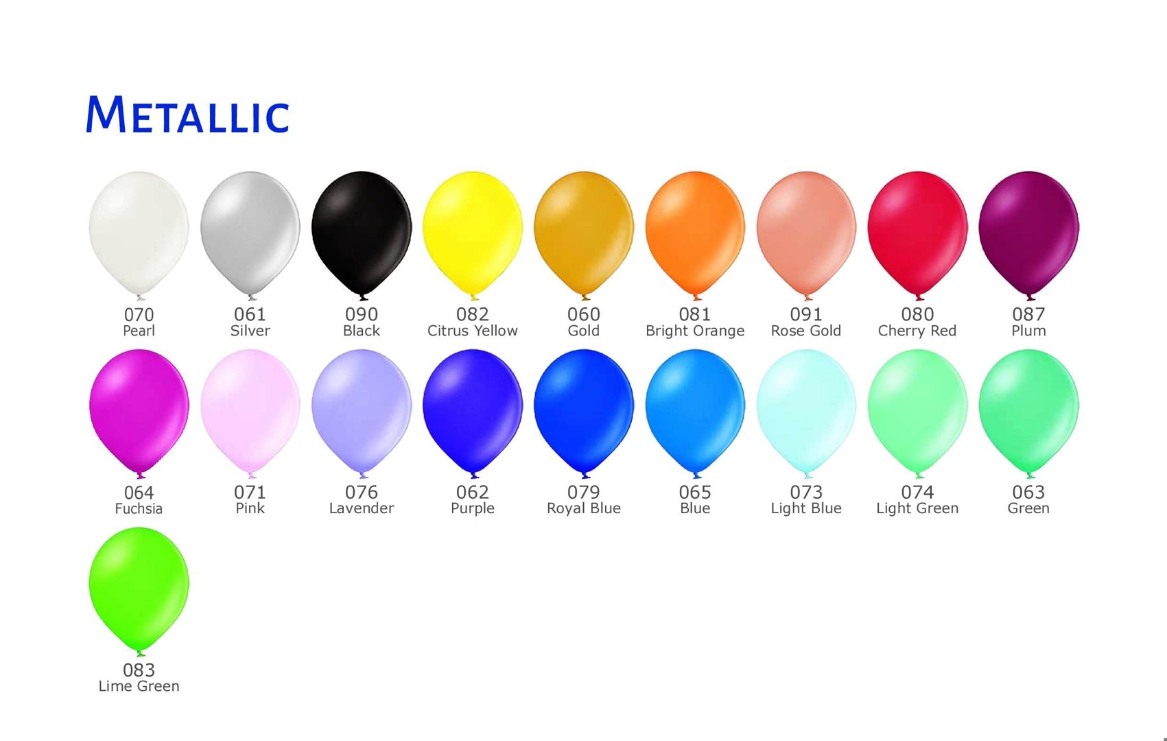 Kleurenwaaier metallic ballonnen